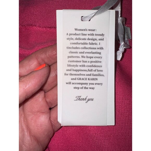 NWT Grace Karin Lightweight Pink Open Front Cardigan Sweater L Barbie Preppy - Picture 10 of 12